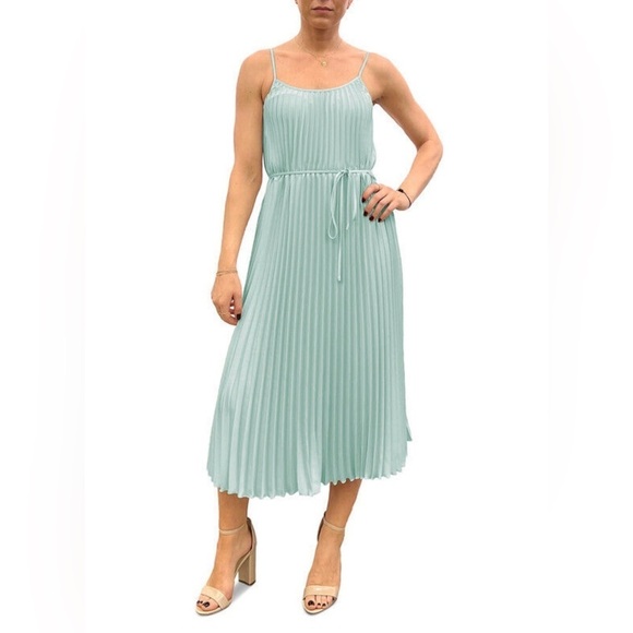 Sam Edelman Women's Pleated Chiffon Sleeveless A-Line Dress (Mint, Medium) - Picture 1 of 11